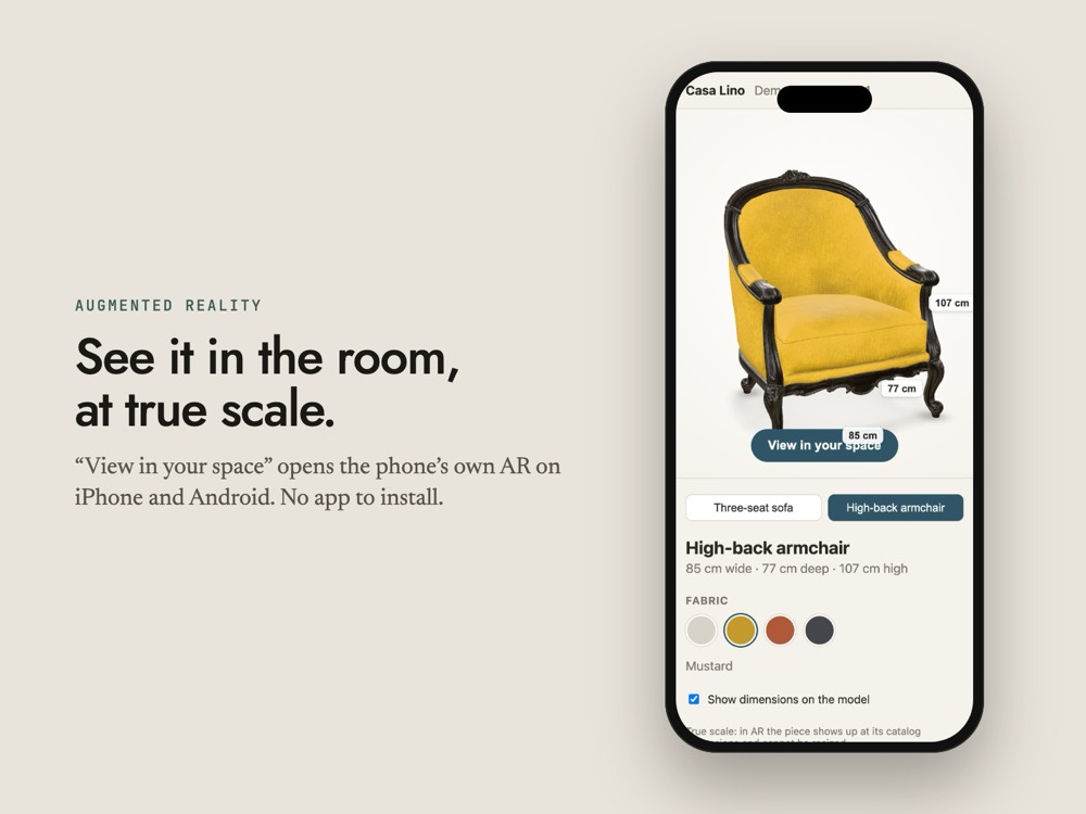 Product placed in a room with AR